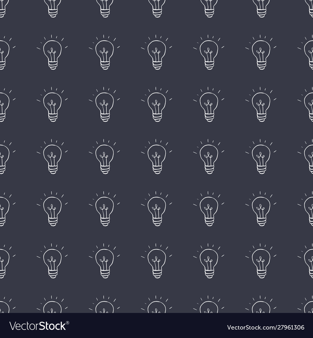 Light Bulb Seamless Pattern Hand Drawn Royalty Free Vector