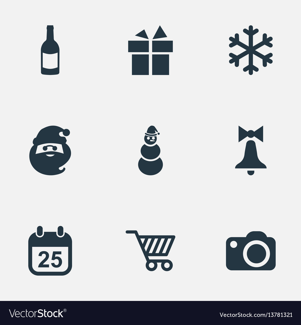 Set Of Simple Christmas Icons Royalty Free Vector Image