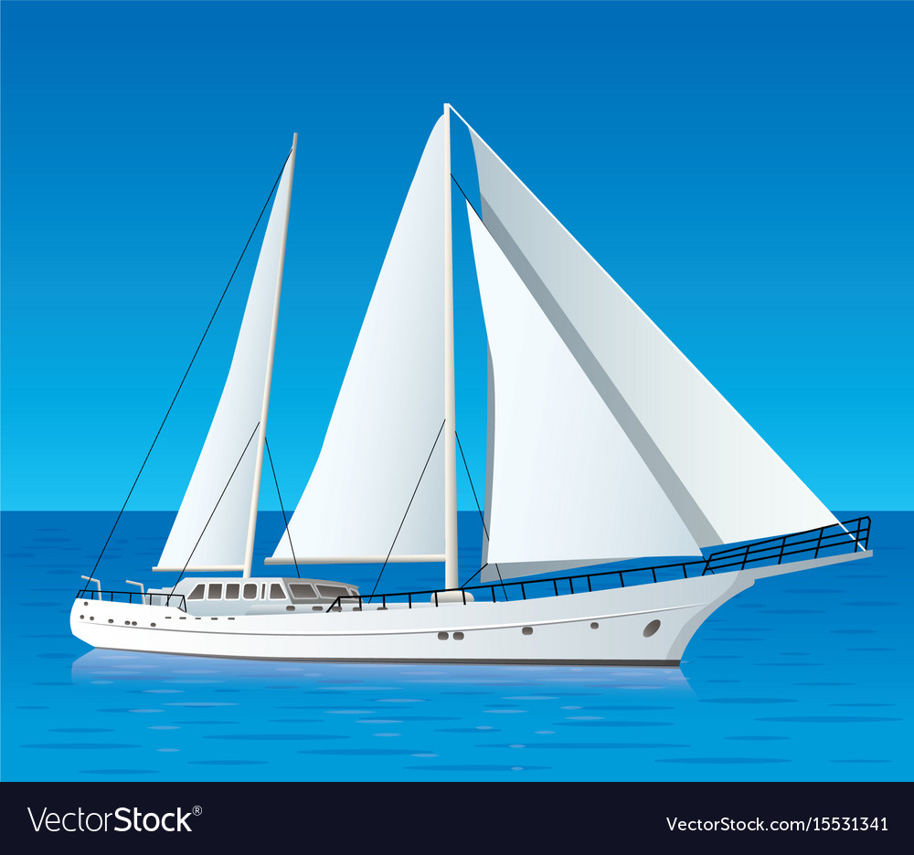 Sailing Luxury Yacht In The Sea Royalty Free Vector Image