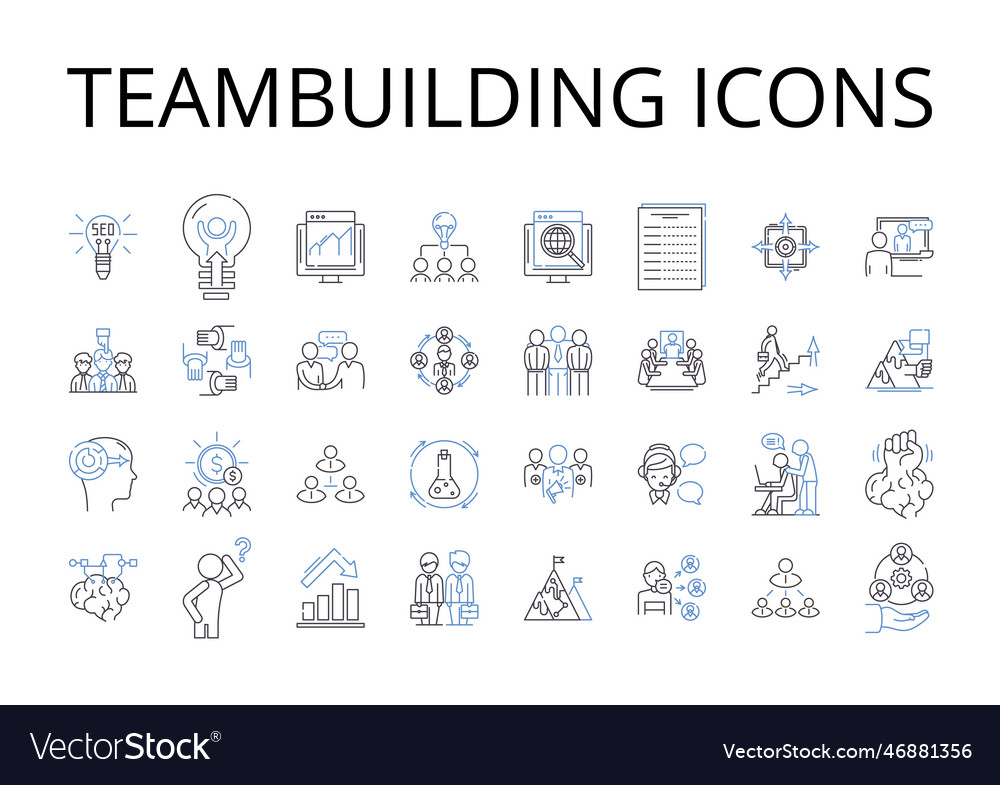 Teambuilding Icons Line Collection Royalty Free Vector Image