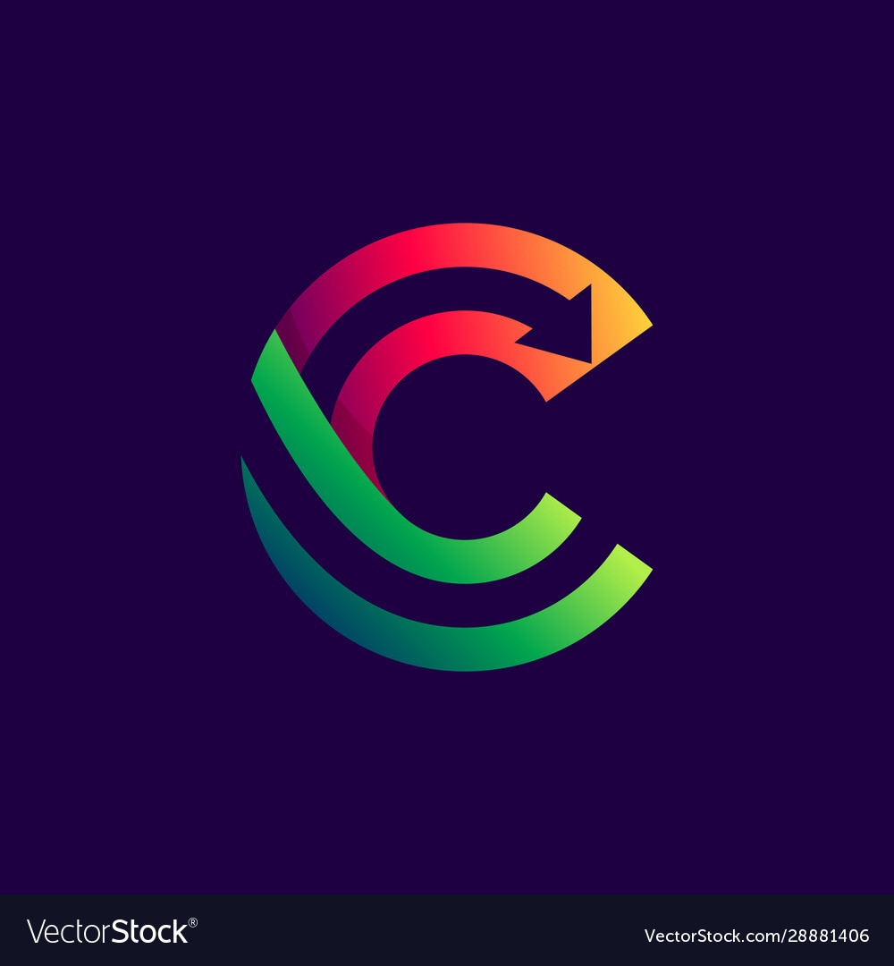 Letter C Logo With Arrow Inside Royalty Free Vector Image