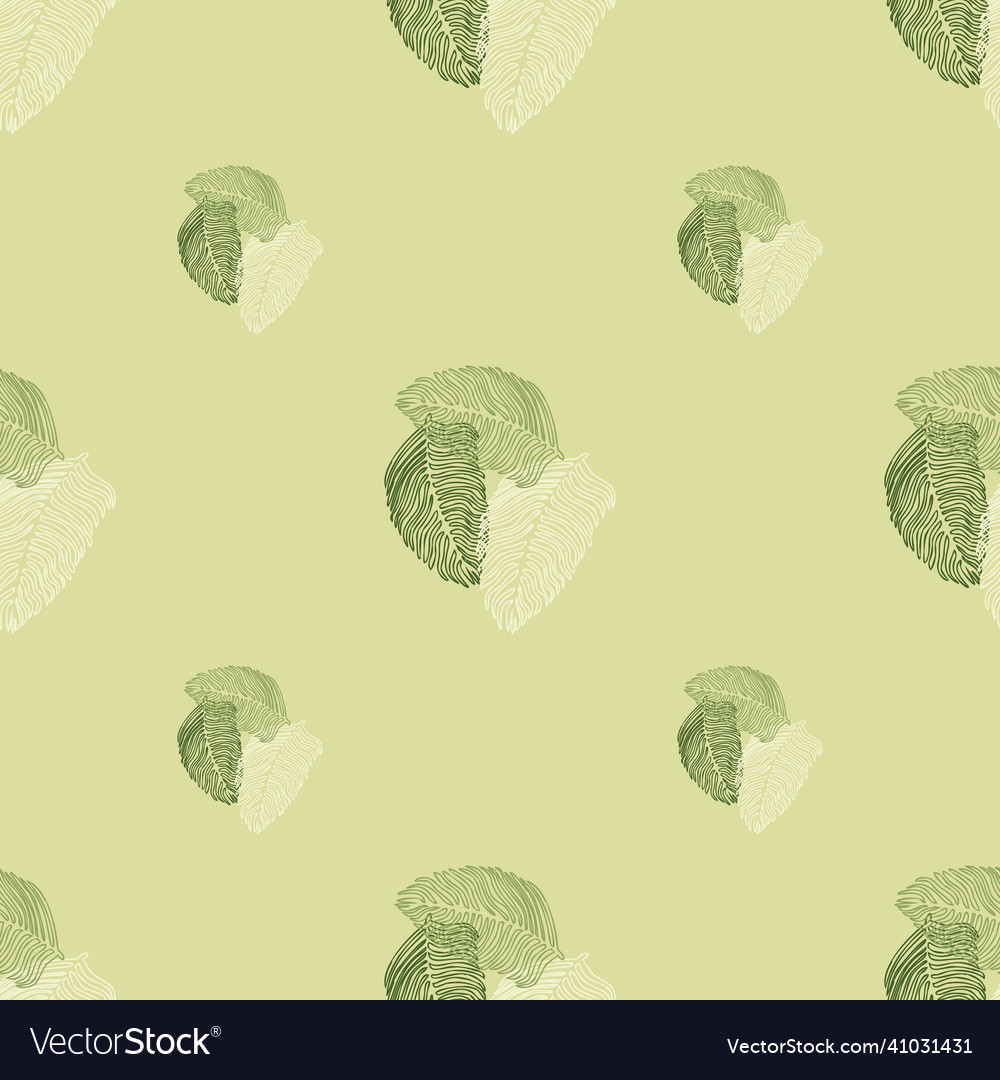 Modern Palm Leaf Seamless Pattern With Hand Drawn Vector Image