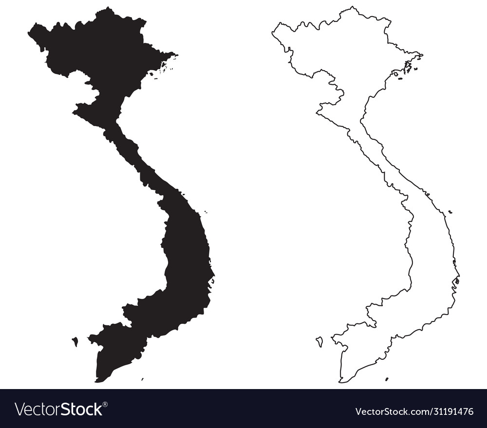 Vietnam Country Map Black Silhouette And Outline Vector Image