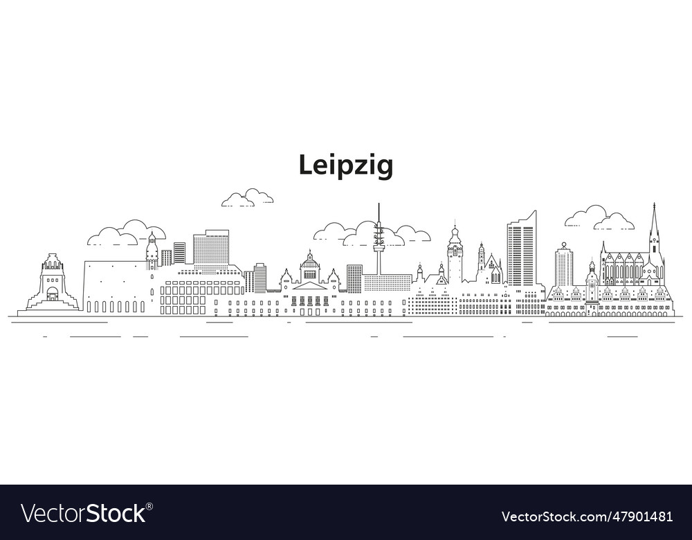 Leipzig Skyline Line Art Royalty Free Vector Image