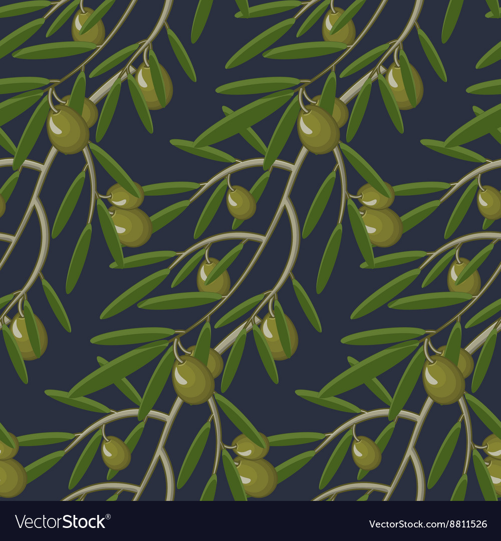 Seamless Pattern With Olive Branches Retro Vector Image