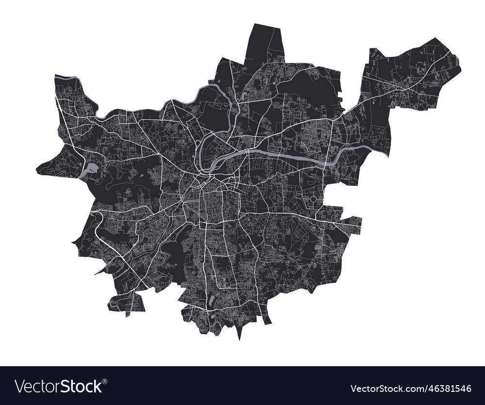 Pune Map Detailed Black Of City Poster Royalty Free Vector