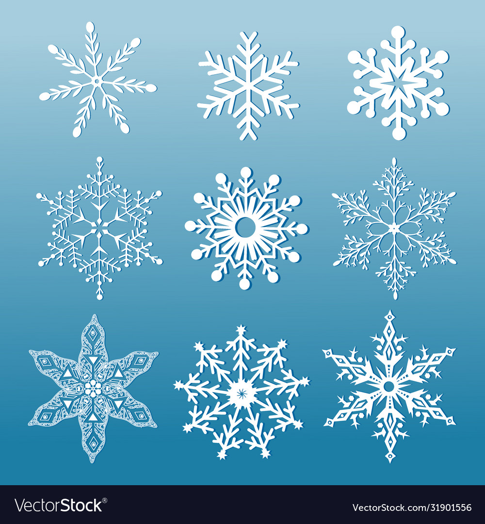 Set Ornamental Snowflakes Royalty Free Vector Image