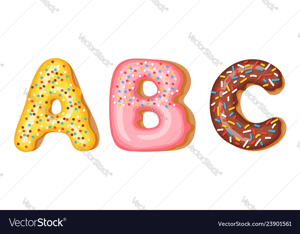 Donut Icing Upper Latters A B C Font Royalty Free Vector