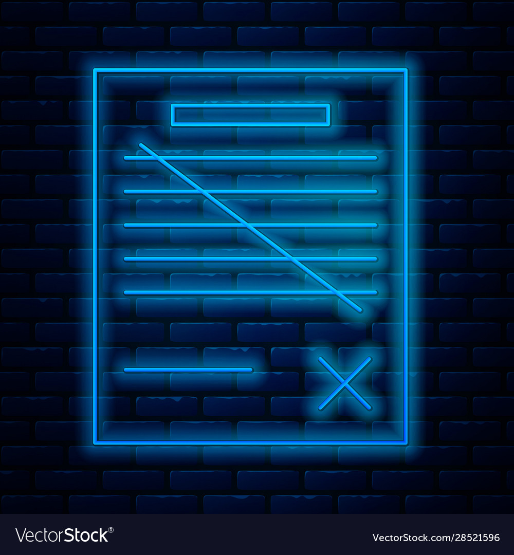 Glowing Neon Line Delete File Document Icon Vector Image