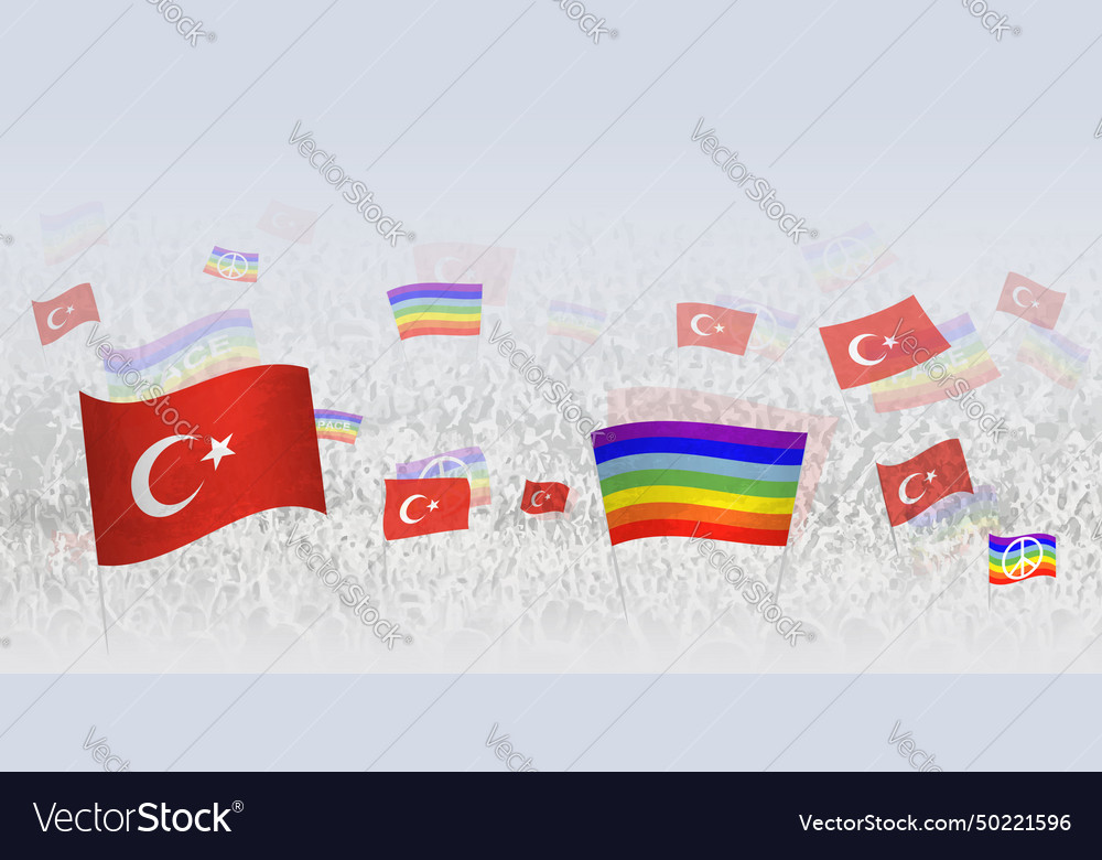 People Waving Peace Flags And Of Turkey Royalty Free Vector