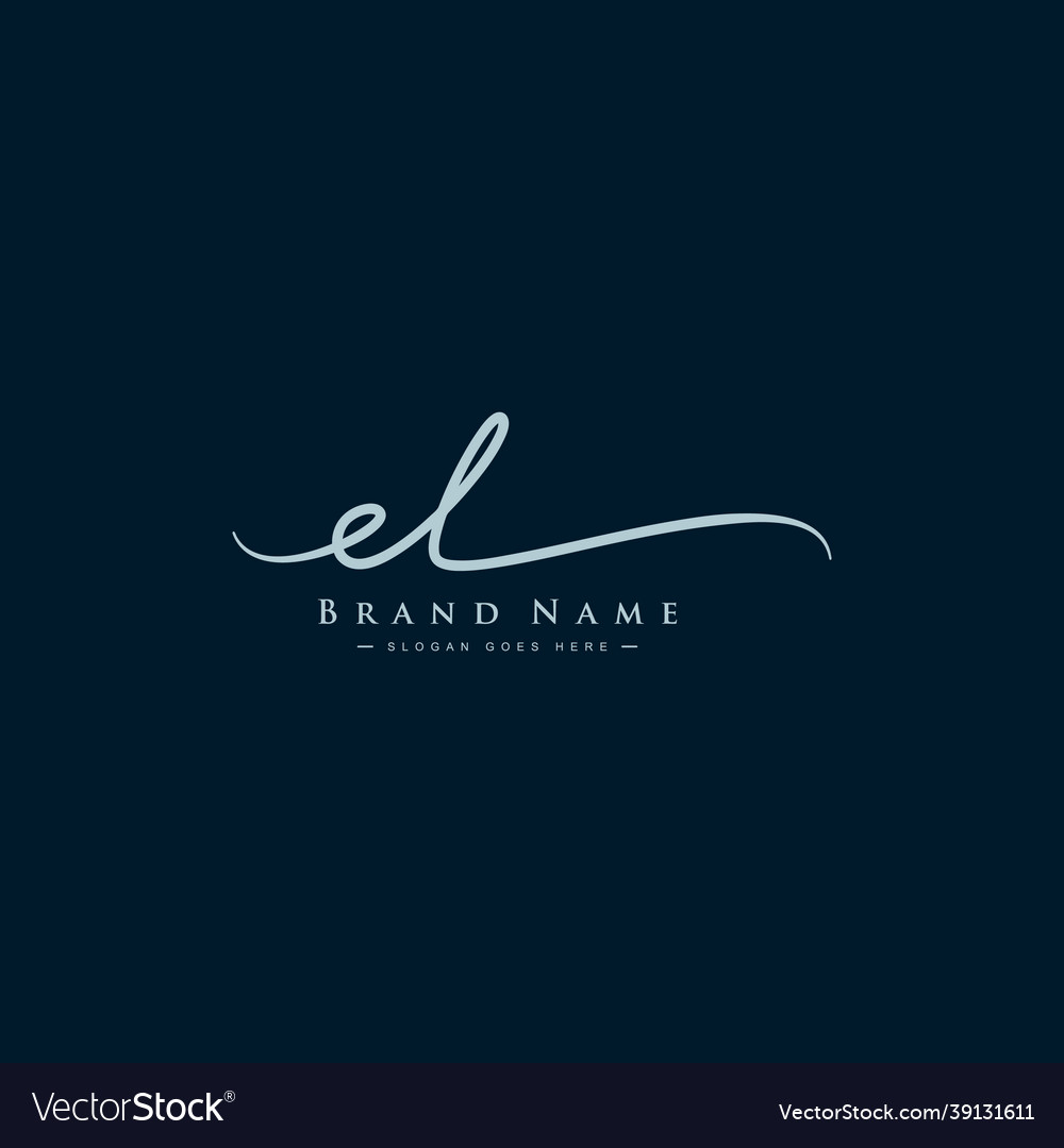 Initial Letter El Logo Hand Drawn Signature Vector Image