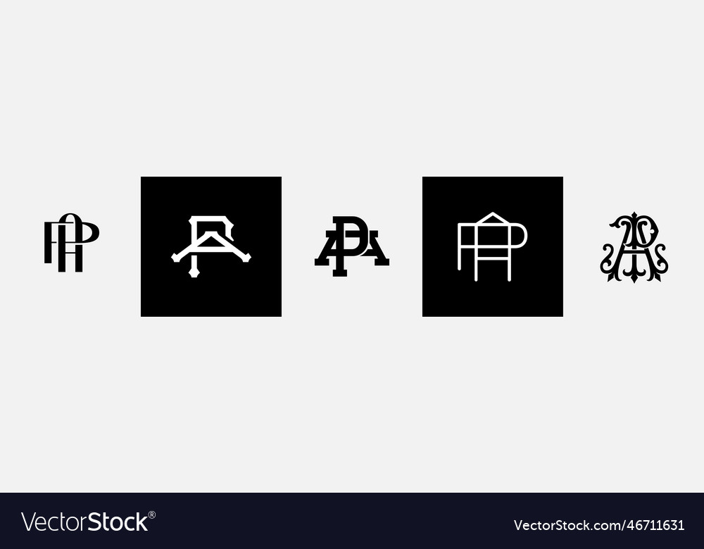 Initial Letters Pa Monogram Logo Design Bundle Vector Image