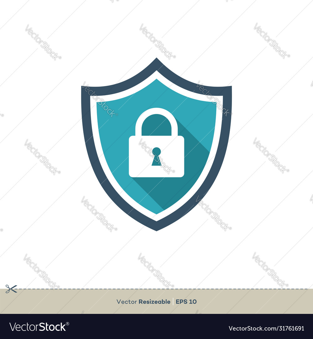 Shield Padlock Icon Logo Template Design Eps Vector Image