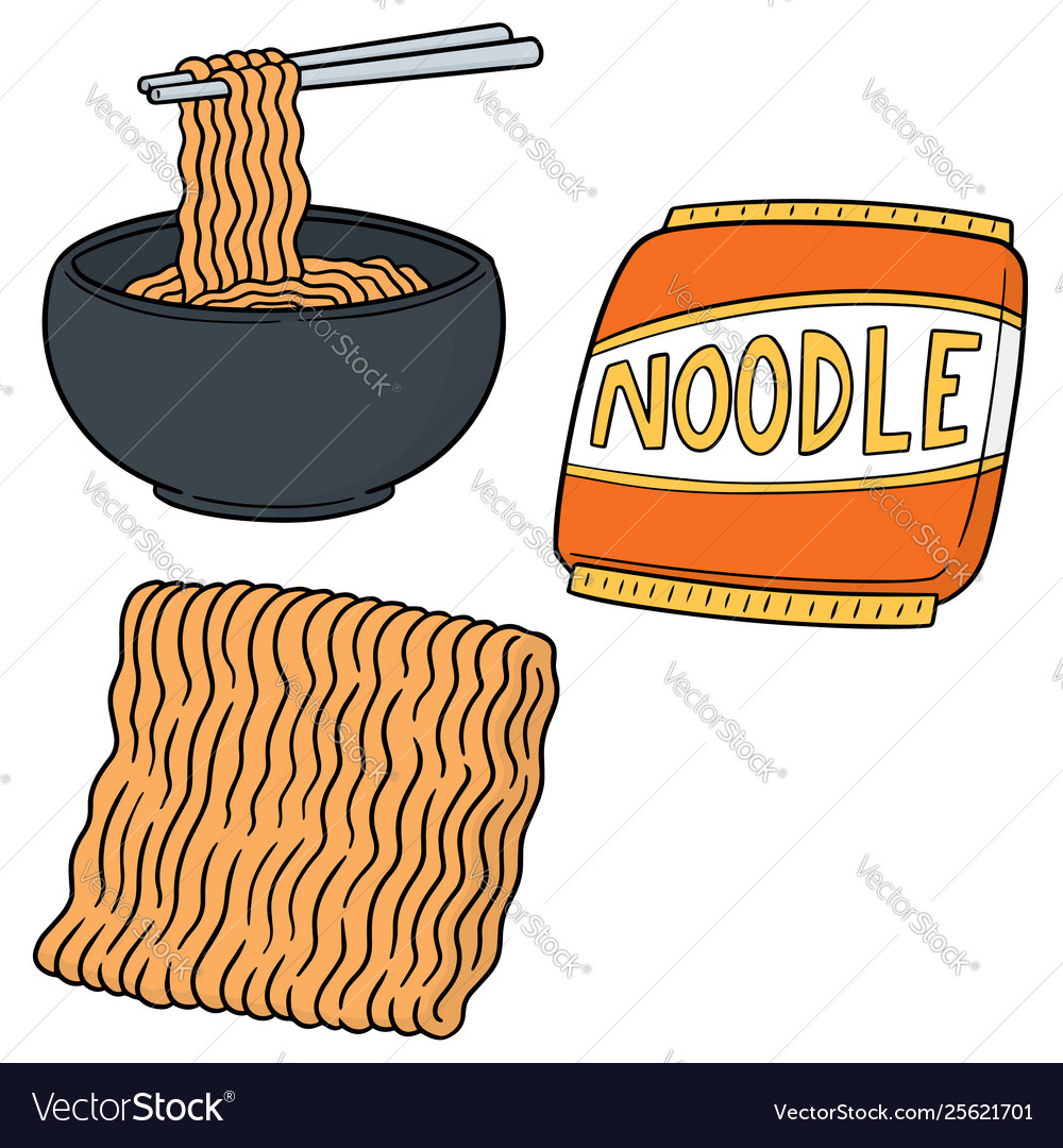 Set Noodle Royalty Free Vector Image VectorStock