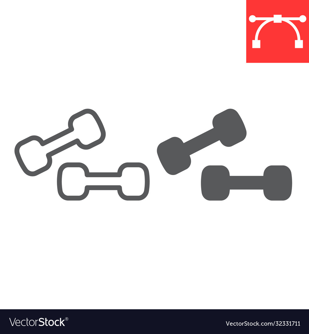 Dumbbell Line And Glyph Icon Fitness And Sport Vector Image