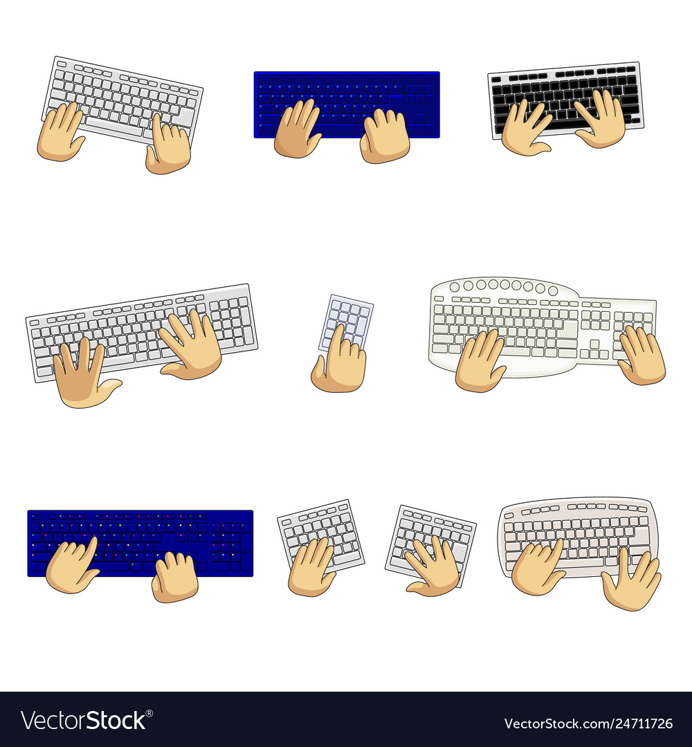 Set Of Keyboards Different Types And User Hands Vector Image