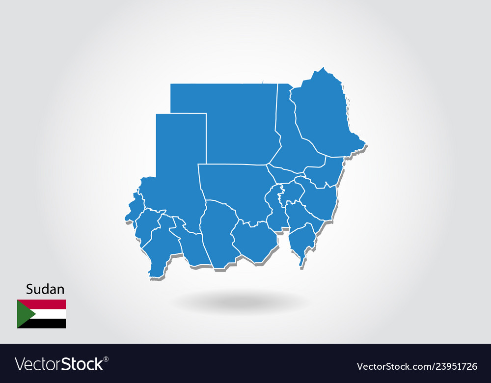 Sudan Map Design With 3d Style Blue Royalty Free Vector