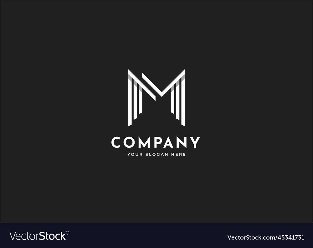 Letter M Minimalist Logo Design Template Line Vector Image