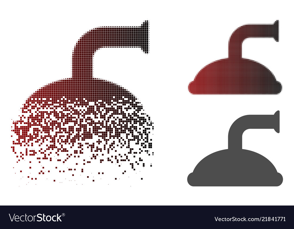 Fragmented Pixelated Halftone Shower Head Icon Vector Image