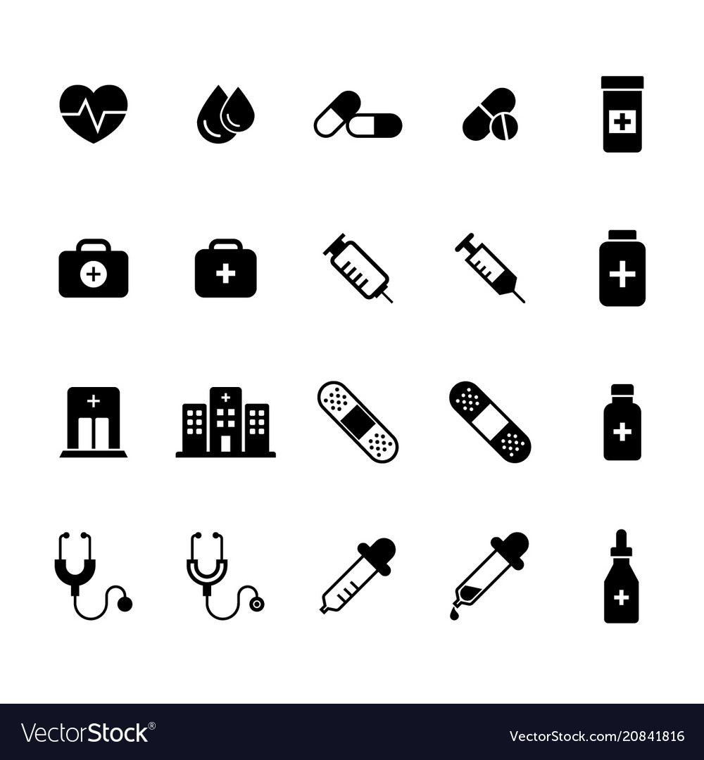 Flat Medical Pharmacy Icons Set Royalty Free Vector Image