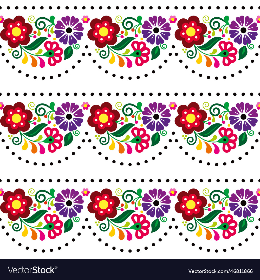 Mexican Floral Seamless Pattern Royalty Free Vector Image