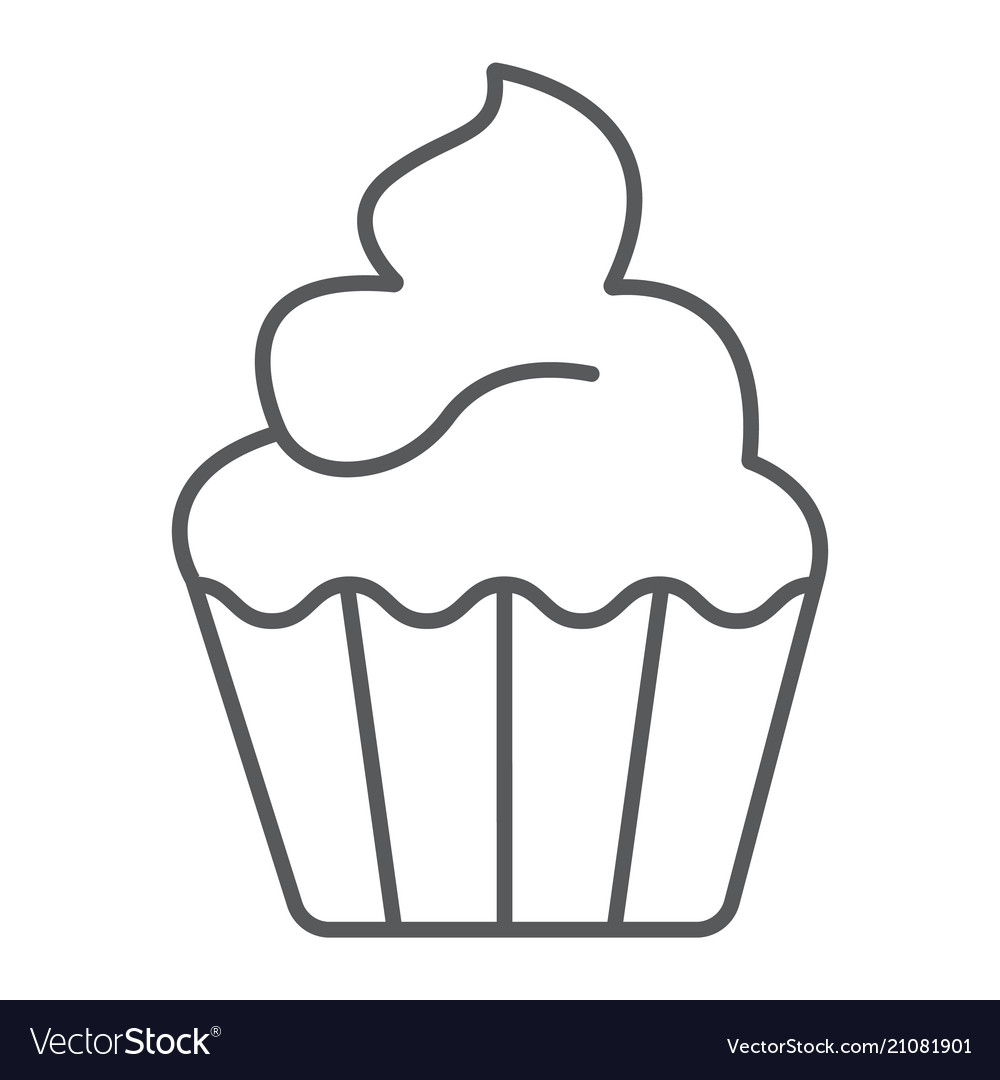 Cupcake Thin Line Icon Sweet And Tasty Dessert Vector Image