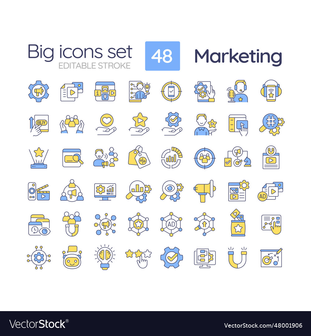 Marketing Rgb Color Icons Set Royalty Free Vector Image