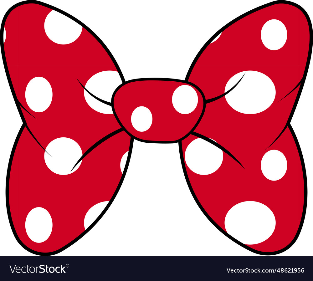 Perfect Bow Of Red Fabric White Dots Pattern Vector Image