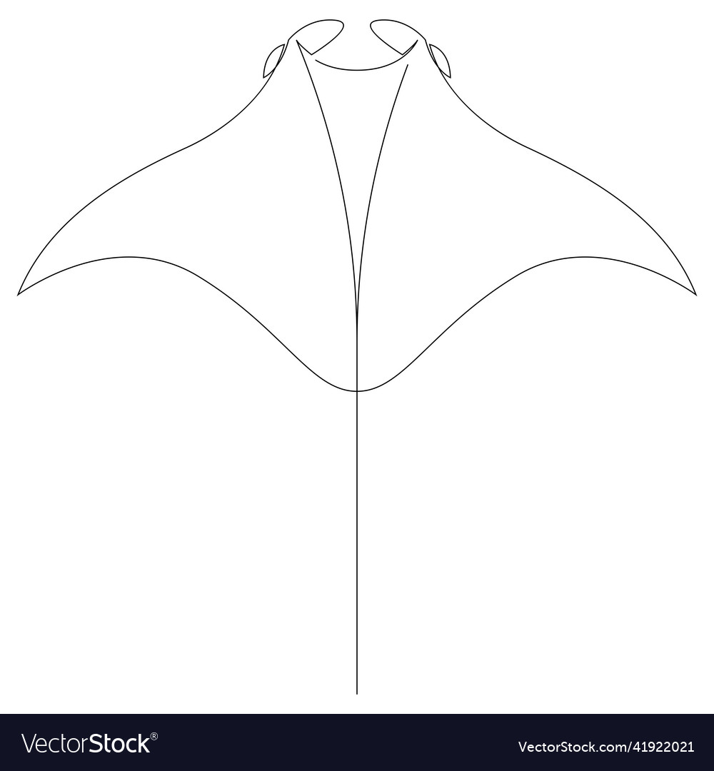 Manta Ray Or Stingray Drawn By One Line Royalty Free Vector