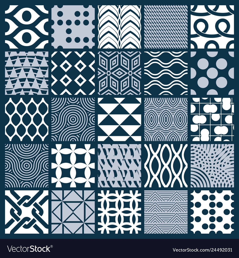 Set Endless Geometric Patterns Composed Royalty Free Vector