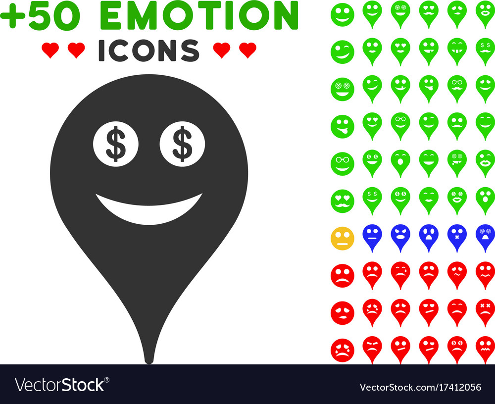 Money Smiley Map Marker Icon With Bonus Royalty Free Vector