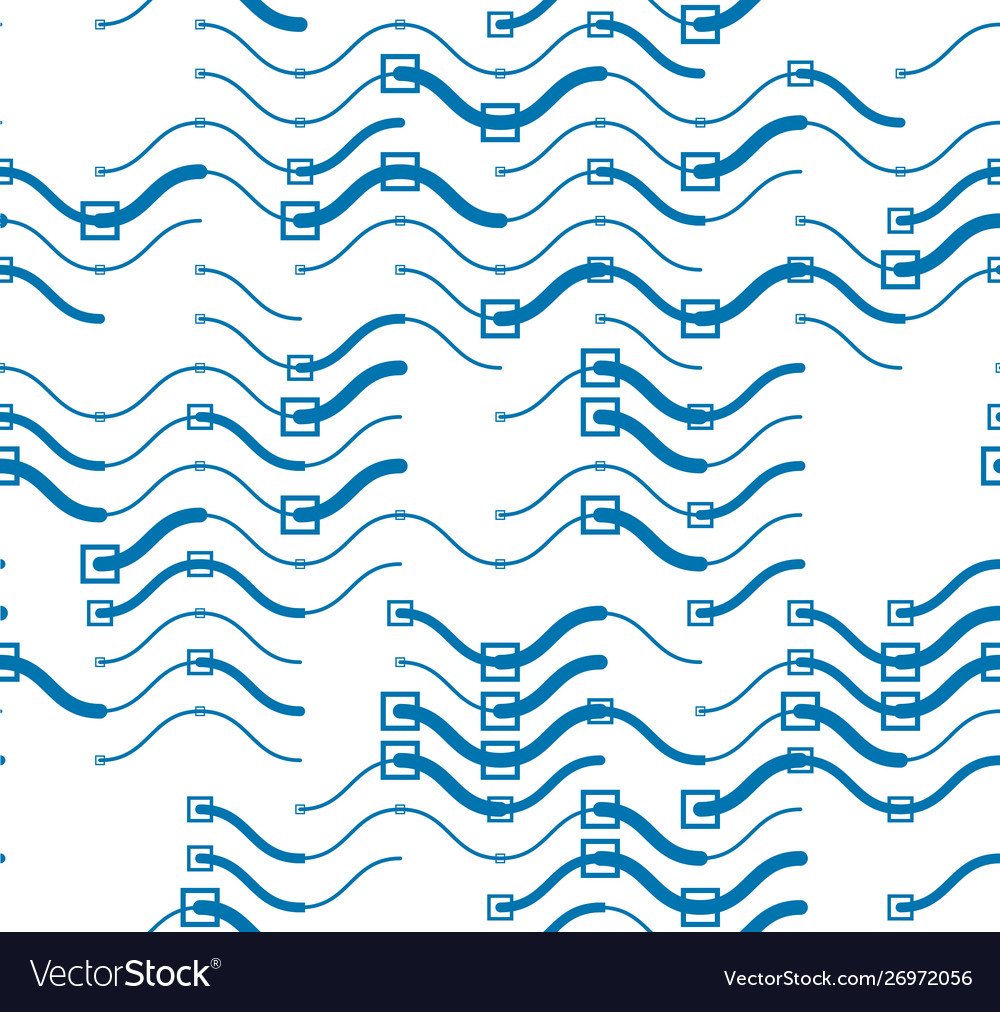 Wavy Technical Lines Seamless Pattern Abstract Vector Image