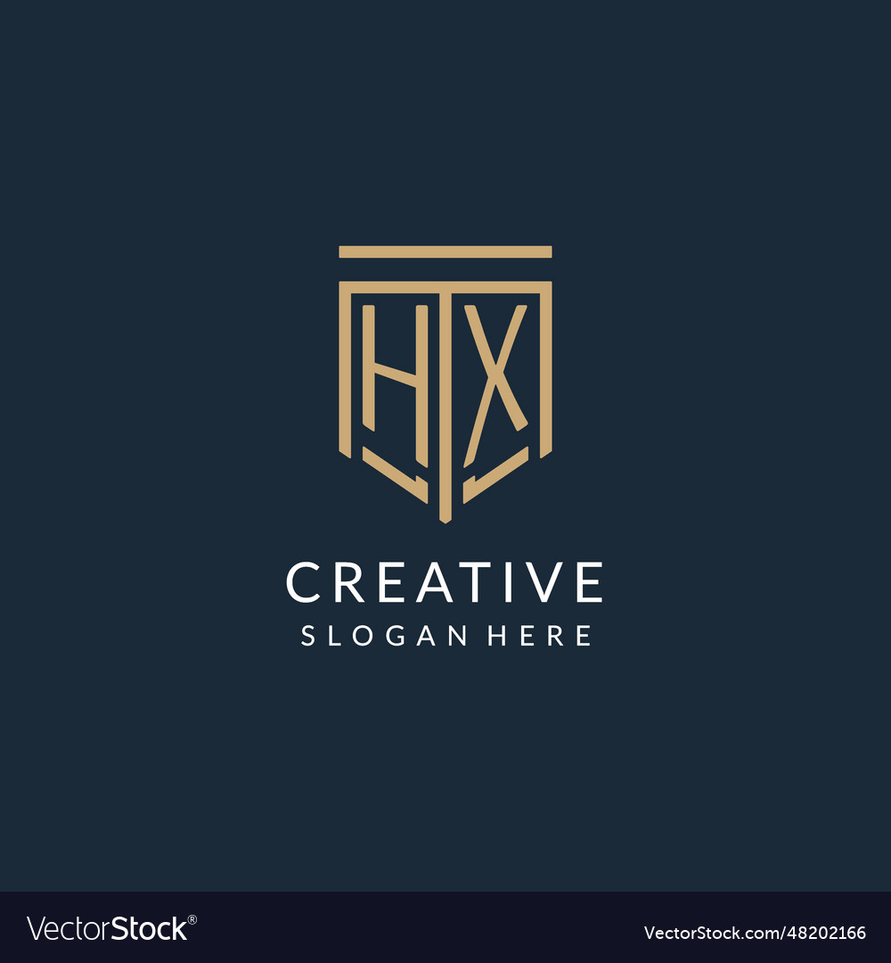 Initial Hx Shield Logo Monoline Style Modern And Vector Image