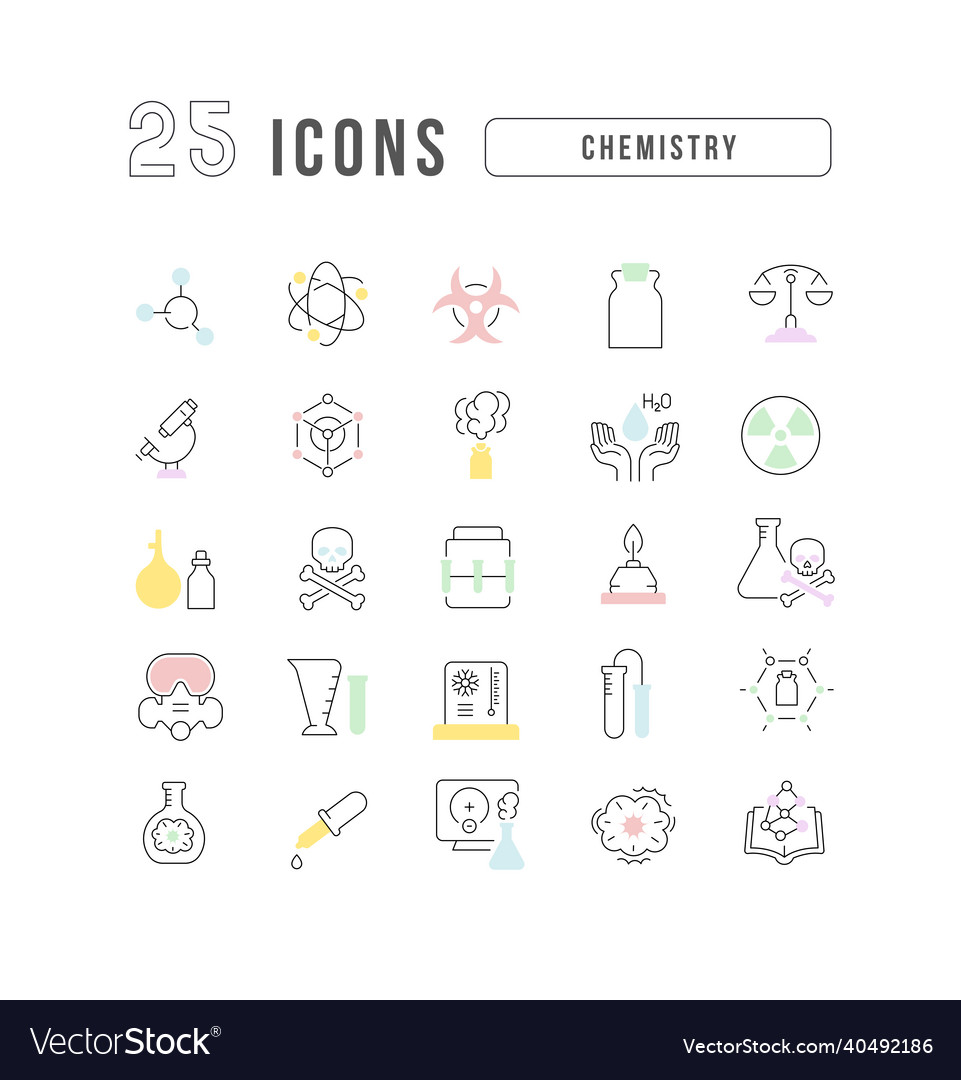 Set Of Linear Icons Chemistry Royalty Free Vector Image