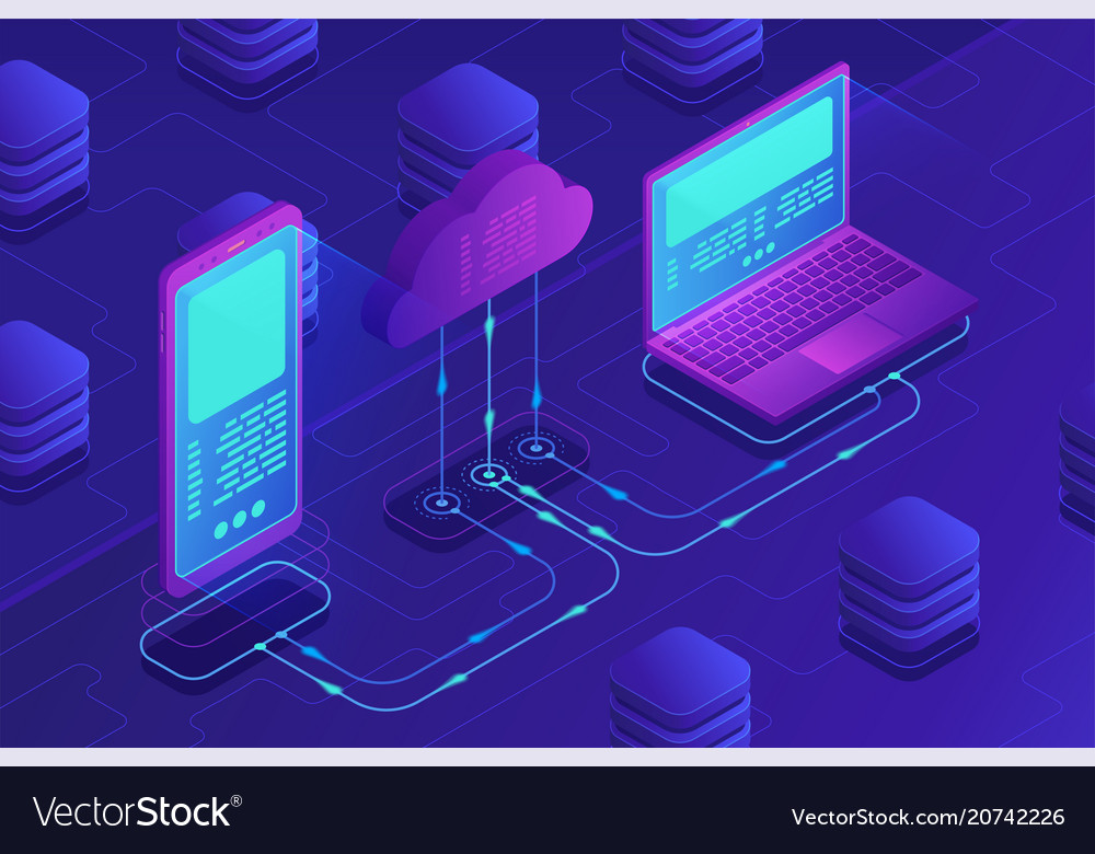 Isometric Cloud Storage Concept Royalty Free Vector Image