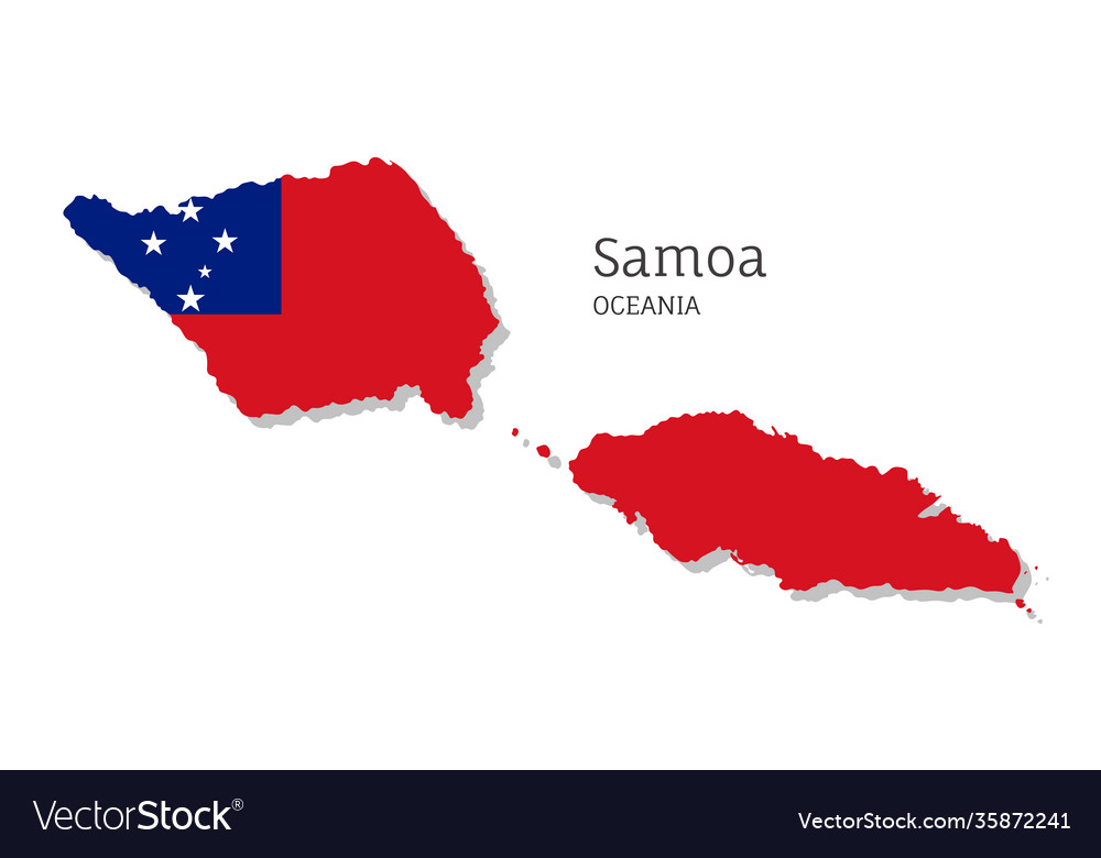 Map Samoa With National Flag Royalty Free Vector Image