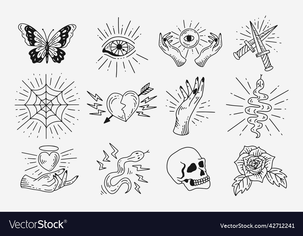 Set Collection Mystical Celestial Dark Holy Vector Image