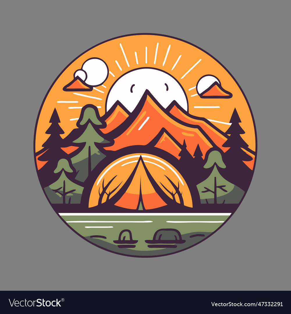 Camping Tent In The Woods Royalty Free Vector Image