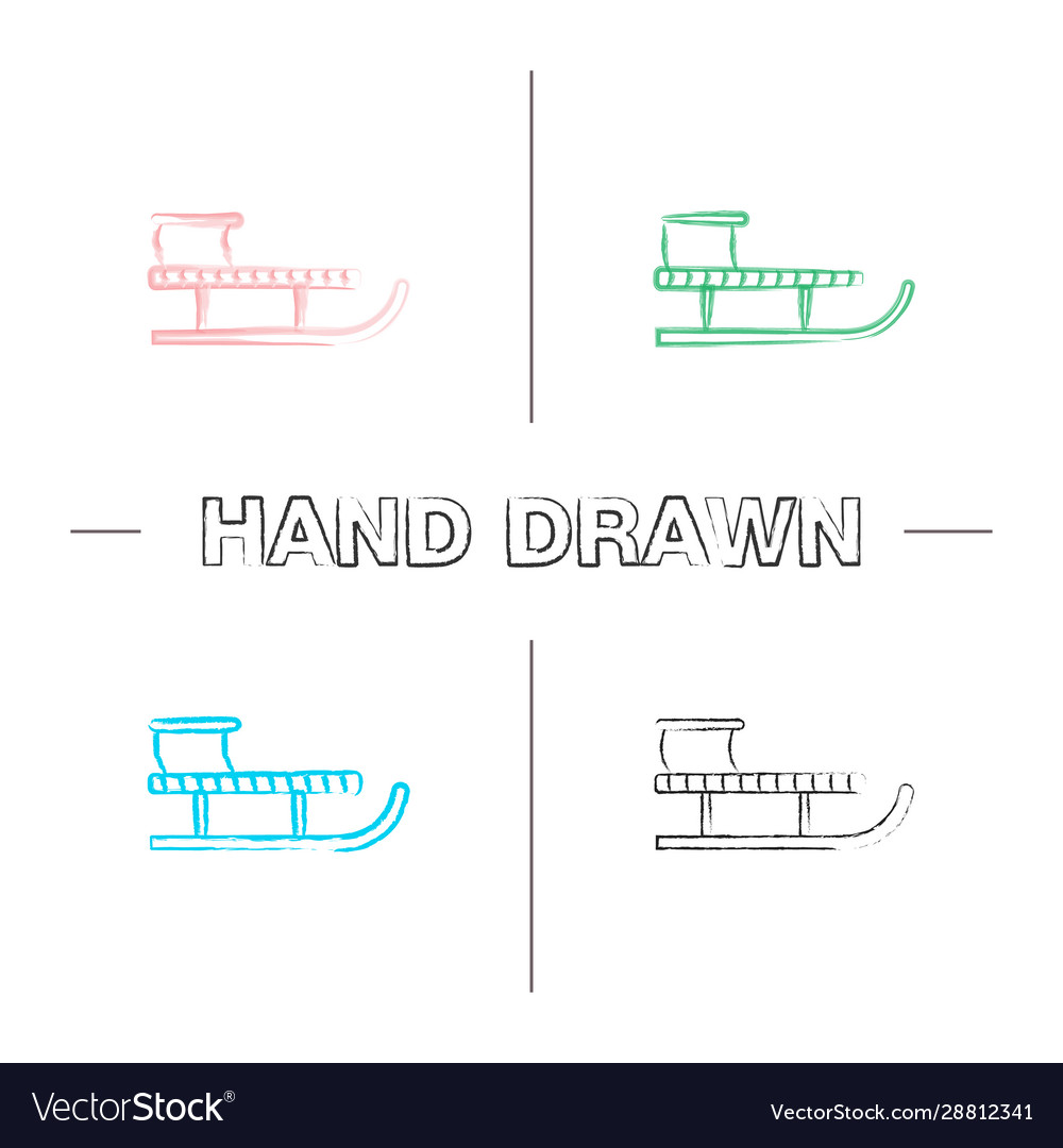 Sled Hand Drawn Icons Set Royalty Free Vector Image