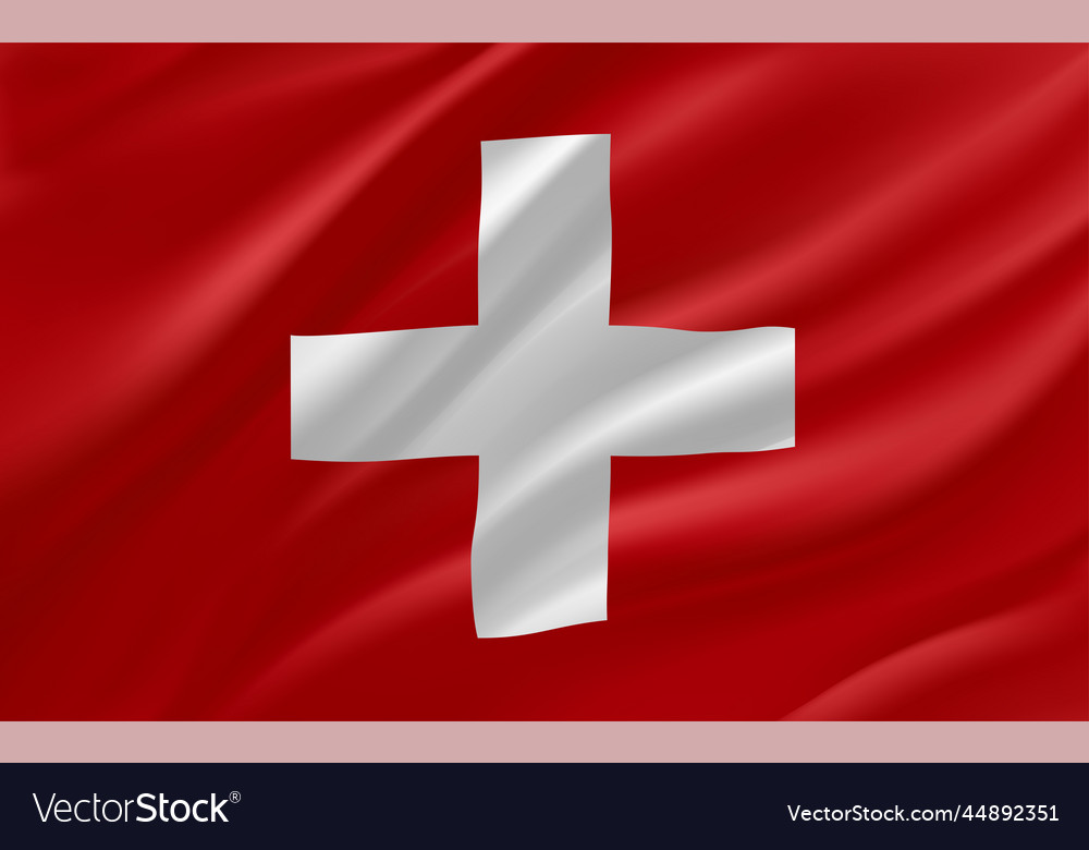 Waving Flag Of Switzerland D Banner Royalty Free Vector