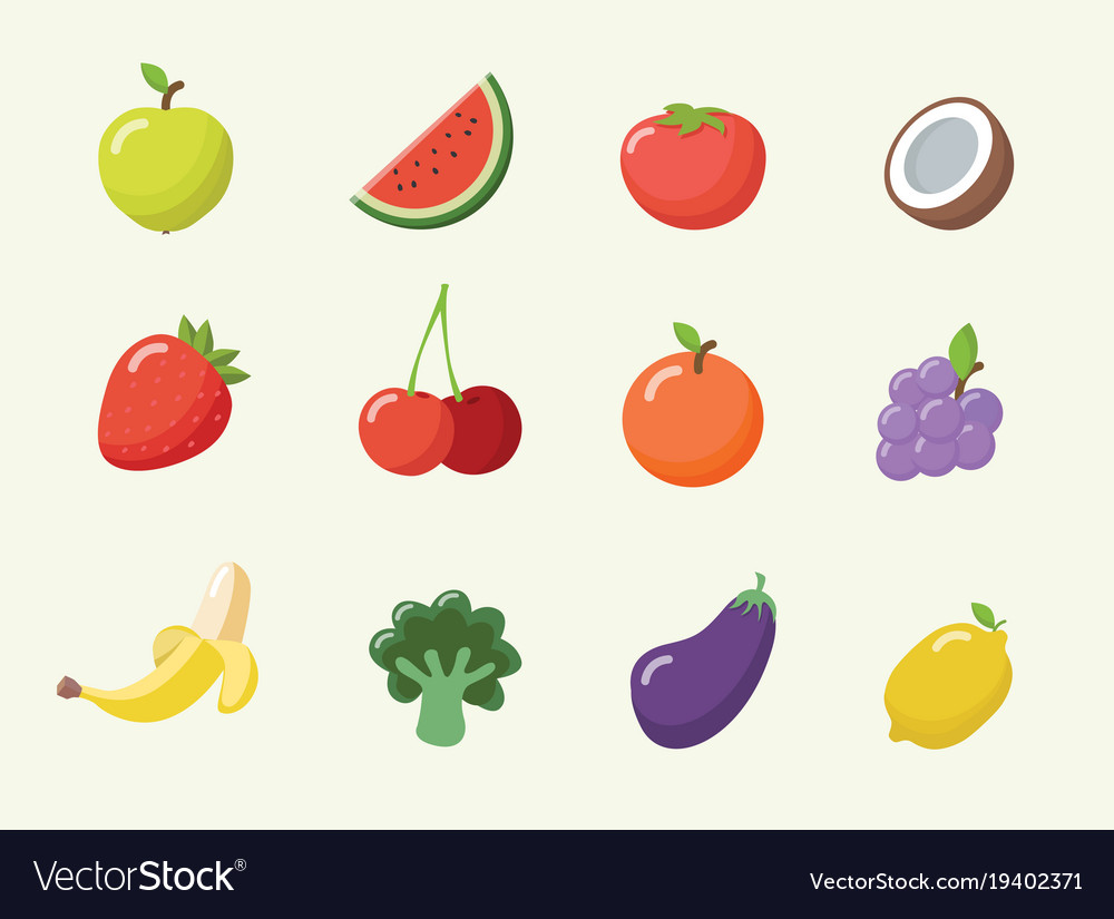 Fruit Icon Set Royalty Free Vector Image VectorStock