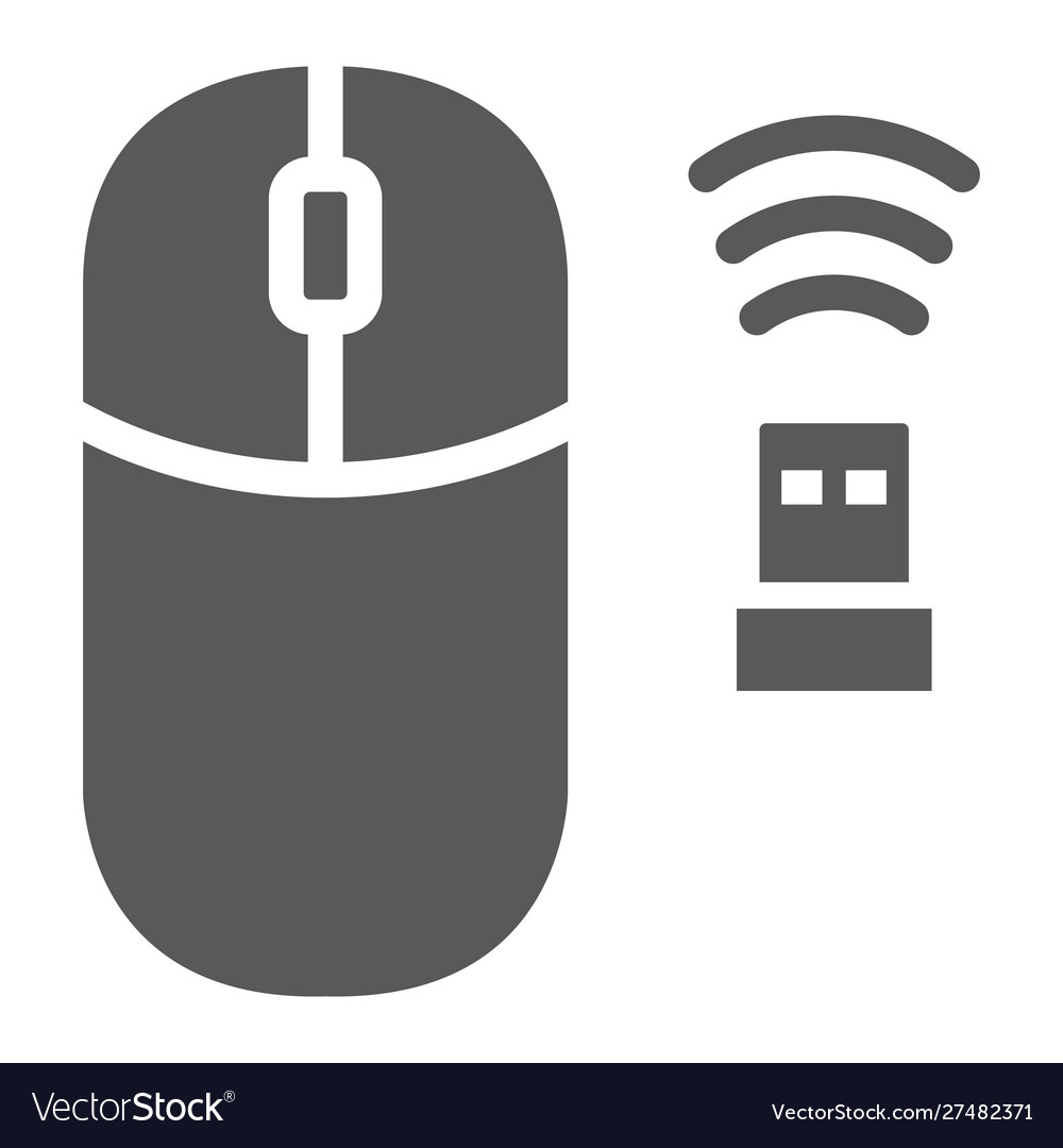 Wireless Mouse Glyph Icon Cursor And Device Vector Image