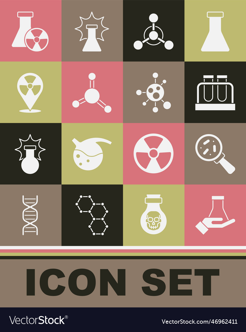 Set Test Tube And Flask Microorganisms Under Vector Image