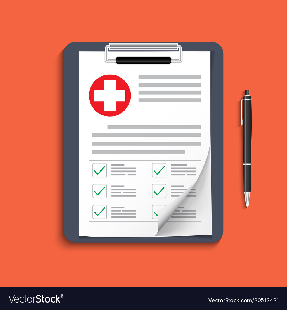 Clipboard With Medical Cross And Pen Clinical Vector Image