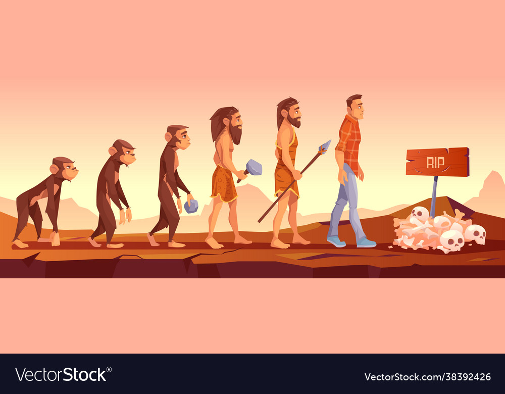 Extinction Human Species Evolution Time Line Vector Image