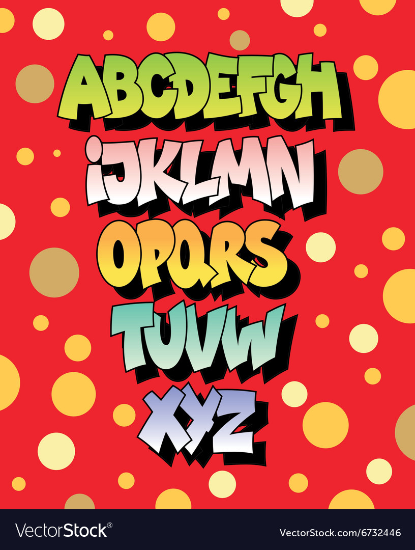 Bright Cartoon Comic Graffiti Font Alphabet Vector Image