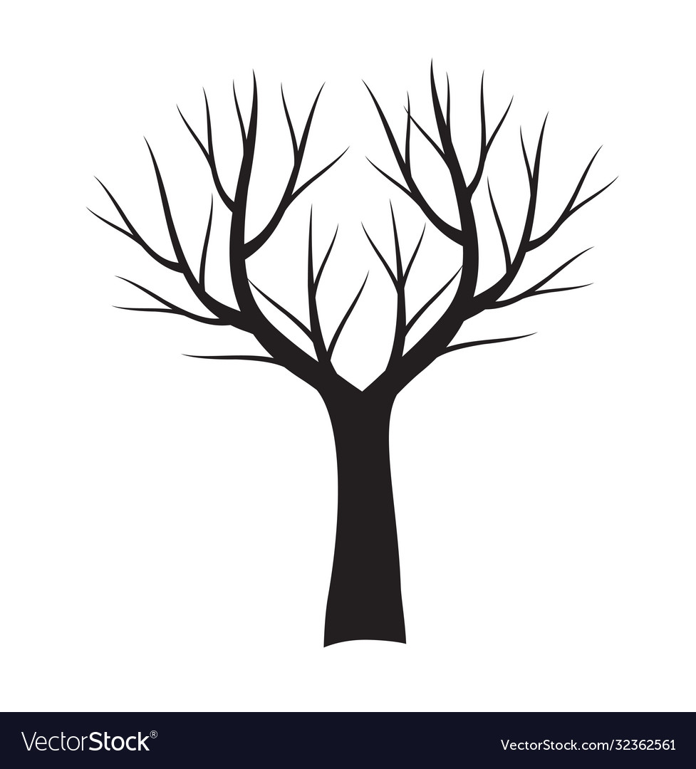 Black Naked Tree Outline Plant Royalty Free Vector Image