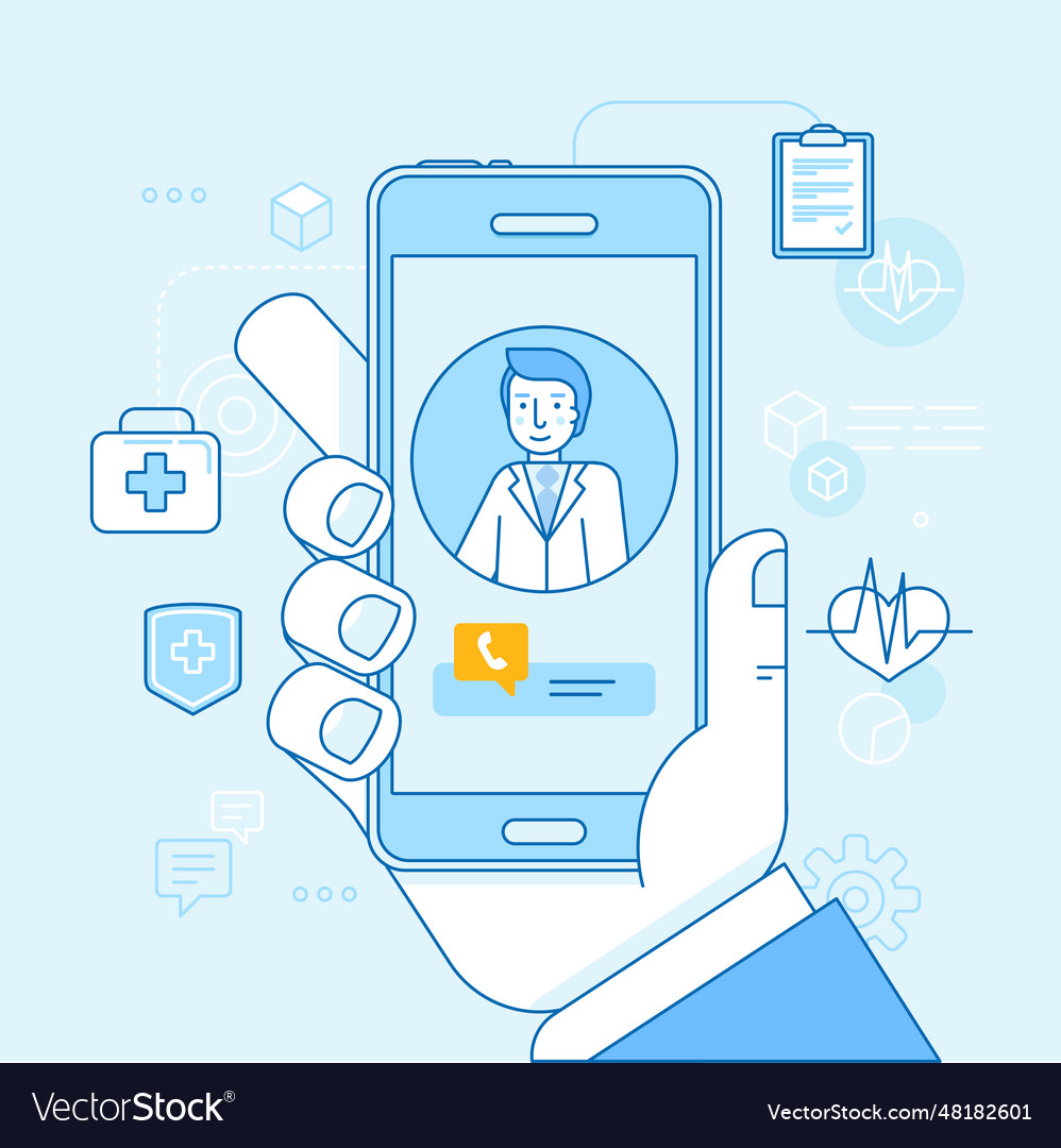 Online And Tele Medicine Concept Royalty Free Vector Image