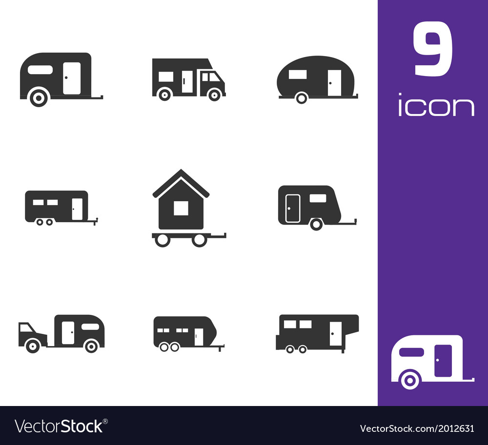 Black Trailer Icons Set Royalty Free Vector Image