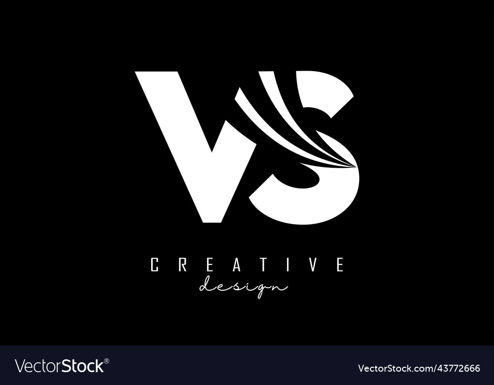 Creative White Letters Vs V S Logo With Leading Vector Image